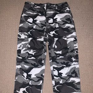 Black White and Grey Camo Cargo Pants